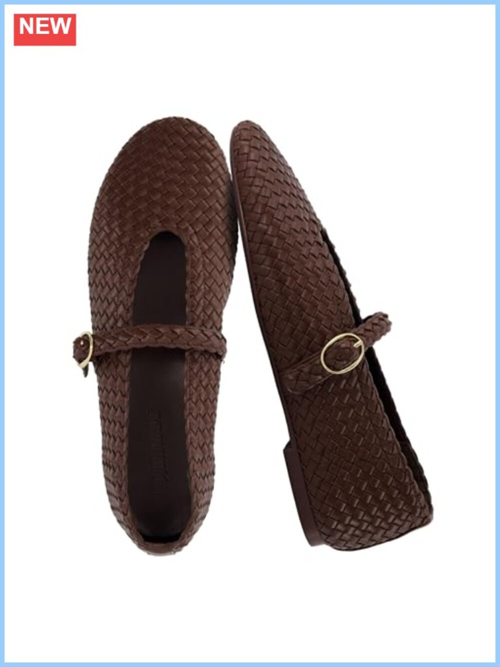 Woven Mary Jane Flats with Memory Foam and Adjustable Strap